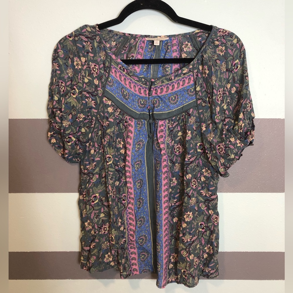 Lucky Brand Multicolored Patterned Boho Peasant B… - image 1